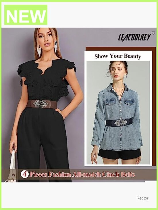 4 Pack Wide Elastic Waist Belt for Dresses Plus Size Vintage Stretch Belt main image 5